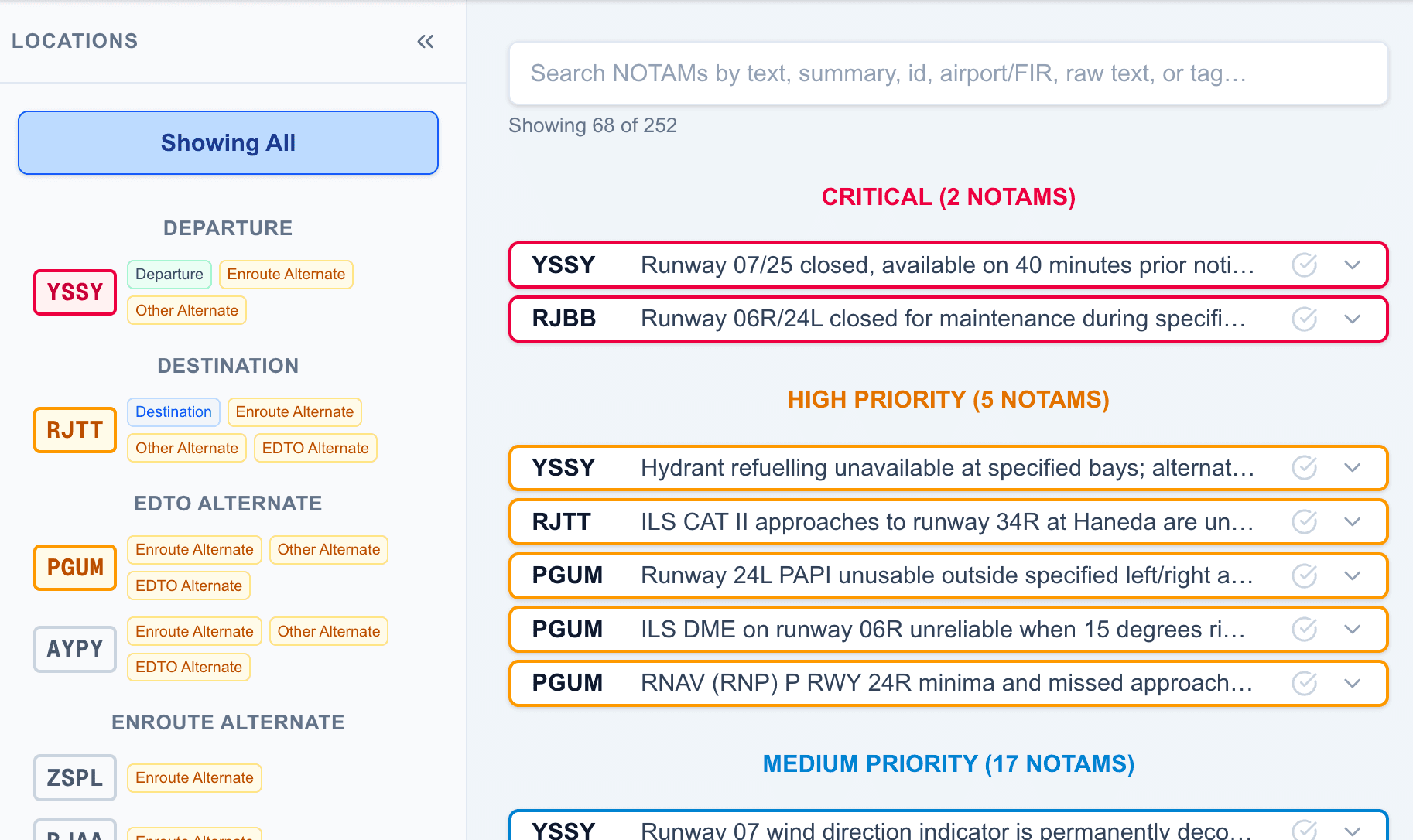 NOTAM document example